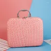 Cosmetic Bags Women Portable Storage Box Travel Wash Makeup Bag Organizer Crocodile Pattern Square Zipper Pouch Handbag With Mirror