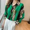 Женские футболки T есть 2022 весенняя одежда в иностранном стиле универсальная контрастная печать леопардовой печать с длинным рукавом шифоновая блузка