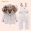 Down Coat Winter Jacket For Girl Clothes Kids Overalls Snowsuit Baby Boy Over Coat Toddler Year Clothing Set Parka Real Fur 221012