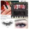 Handmade Reusable Christmas False Eyelashes and Fake Nail Set for New Year Messy Crisscross Curly Thick Multilayer Mink Fake Lashes Extensions Eyes Makeup