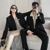 Costumes pour hommes ensembles de bureau Couple hommes femmes mode veste décontractée pantalon mâle coréen Streetwear Vintage Blazers pantalon