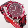 Orologi da polso Red Tandorio Orologio automatico da uomo Movimento NH35/MIYOTA 8215 genuino Vetro zaffiro Data Cinturino in caucciù Inserto lunetta in alluminio