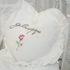 Yastık pamuk aşk kalp şekli işlemeli dekoratif atış, yastık yastıkları ile yatak odası için