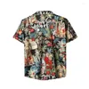 남성용 캐주얼 셔츠 유럽과 미국 남성용웨어 여름 2022 짧은 소매 옷깃 싱글 가슴 비치 인쇄 패션 셔츠