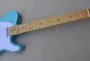 Guitarra el￩ctrica azul personalizada de f￡brica con cuerpo de uni￳n negro Pearl Pickguard Hardware Chrome se puede personalizar