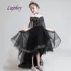 Vestidos de menina Luxury Black Flower for Weddings Party Prom Flowergirl Kids Conceant Girls Primeira Comunhão