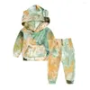 Kledingsets mode babyjongen kleren set herfst winter kostuum peuter kindermeisje meet geverfde fluweel fluwelen hoodie broek met lange mouwen