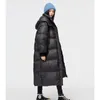 Damen Down Parkas Frauen Parka mittelgroße schwarze Jacke Baggy Winter wasserdes Entenfederinnen Frauen mit Kapuzenpuffer -Mantel Bubble Outwear 221012