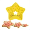 Other Bakeware Bakeware 6Pcs/Set Christmas Tree Cookie Cutter Mold Five-Pointed Star Shape Cake 3D Decoration Tool Baking Drop Delive Dhrwe