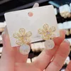 Boucles d'oreilles cerceaux femmes pendentifs de fleurs ￩l￩gant 2022 Vintage Luxury Accessoires de mariage de haute qualit￩ Mesdames petites bijoux