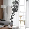Vorhang Retro Mikrofon Musik Jazz Radio oder Konzert Chiffon Gardinen für Wohnzimmer Schlafzimmer Fenster Voiles Tüll Cortinas