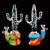 Hookahs 8.4'' Water Pipe Smoking Bong Pipes Silicone and Glass Cactus Shape Oil Dab Rigs Shisha