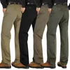 Pantalones de caza para hombre, pantalones de otoño e invierno, informales, de mediana edad, cintura alta, algodón suelto