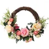 Decorative Flowers Wall Garlands Ornament Artificial Flower Wreath Home Party Decor Dry Rattan 40CM Silk Cloth 1PC Simulation Door