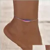 Anklets Summer Beach Beaded Beaded Lined Rope Bransoletka kostka dla kobiety Wodoodporna sznurka bohemian wisiorek Prezent 3633 Q2 Drop de Dhfln