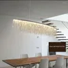 الثريات عالية الجودة LED LED NORDIC TASSEL SPARDENT LUXITY PENDANT Restaurant K9 Crystal Chandelier Lighting El Hanging Lamp