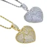 iced out heart lock pendant paved 5A cz stone plated gold silver for women men punk styles hip hop jewelry wholesale