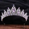 Bruiloft haar sieraden zilveren kleur mode paarse lila kristal tiara kronen koningin kings prinses accessoires bruids diadeems 221012259L