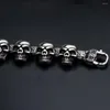 Pulsera de esqueleto de acero de titanio puro con dijes de calavera de acero inoxidable 316L