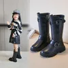 Boots Winter 2022 Black Kids Fashion High Breattable Non-Slip ökande PU Girls Chic Cool Platform för Party Show Y2210