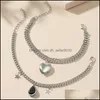 Anklets mode smycken vintage dubbel lager anklet stj￤rna vatten droppe k￤rlek hj￤rth￤nge kedja ankletter 3765 Q2 leverans 2022 dhlnc