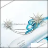 Spille Spille Stellate Spille Moda all'ingrosso Esagerato Fl Diamante Nappa Catena Spilla Fiocco di neve Pin Gioielli per le donne Nuovo S Dhg4Q