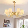 Chandeliers Nordic Fabric Led Pendant Lamp For Living Room Bedroom Interior Becor Farmhouse Retro Ceiling Chandelier Copper Light Fixtures