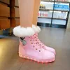 Stiefel Winter Leuchtende LED-Leuchten Plüsch Kaninchen Frauen Schnee Baumwolle Mode Kinder Schuhe für Mädchen Prinzessin USB Lade Y2210