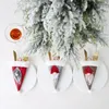 Dekoracje świąteczne bez twarzy Gnome Santa Year Pocket Fork Nóż sztućce torba na przyjęcie domowe stół obiadowy zastawa stołowa