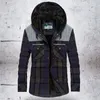 Men's Jackets Winter Fleece Military Men Thick Warm Hooded Coats Cotton Casual Plaid Flannel Shirts Single Breasted Wool