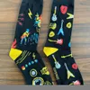 Men's Socks Fashion Cartoon Trend Long AB Socks Left and Right Feet Men and Women European and American Mid-tube Sports Socks Breathable New T221011