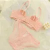 Bras senta garotas de meia xícara de renda Bras finos seios grandes mostrando pequenos com anéis de aço suporta o conjunto de roupas íntimas de lingerie anti-saga T220907