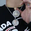 Kedjor bling all hustle no lyckan hänge is ut pengar väska dollar symbol halsband banad 5a cz kubik zirkon män kvinnor hiphop juvelr276w