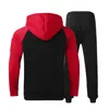 Tracksuits voor heren herfst winter sportkleding set fleece stuk kleurblok capuchon pullover streetwear sport broek spoort suit G221011