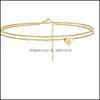 Bracelets de cheville exquis Double pont plage cheville lettre initiale coeur bijoux 2676 Q2 livraison directe 2022 Dhgdf