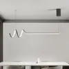 Lustres Minimaliste Salle à manger Île Lustre Éclairage Moderne Noir/Blanc LED Restaurant Cuisine Lampe Suspendue Bar Café Long Luminaire