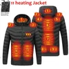 Men's Down Parkas 9 Areas Heated Jacket USB Winter Outdoor Electric Heating Jackets Warm Sprots Thermal Coat Clothing Heatable Cotton New 2022