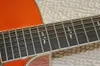 Guitarra eléctrica acústica de 12 cuerdas, naranja, rojo, con pastillas de pescador, venta al por mayor, abeto sólido