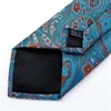 Noeuds papillon bleu sarcelle rouge Paisley cravate accessoires 8 cm soie affaires mariage cravate ensemble poche carré bouton de manchette cravate cadeau homme DiBanGu