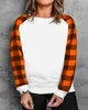 Snelle sublimatie sweatshirt lange mouw warmteoverdracht stropdas kleurstof pullover 20 opties home crew nek top shirts kleur blok bedrukt voor vrouwen kleding chirstmas festival