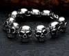 Pulsera de esqueleto de acero de titanio puro con dijes de calavera de acero inoxidable 316L