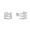 Design Shiny 3 fili Orecchini austrici zirconia cubica di lusso cirlce reali 925 Sterling Silver Gril Studs Gioielli200J1048448