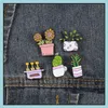 Pins Brooches Customized Sunflower Cactus Enamel Brooches Plant Potted Lovely Custom Charms For Men Women Bk Hard Pin 1192 D3 Drop Dhxcy