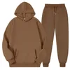 Herrspåriga kvinnor Casual Sweatshirt Suit Autumn Winter Solid Color Pullover och Long Pant Piece Set Slim Fleece Jogger Sports G221011