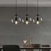 Lampadari Nordic Retro Lampada a sospensione a LED Lampadario in vetro per sala da pranzo Cucina Bar Soggiorno Camera da letto E27 Lampada a sospensione a soffitto nera