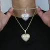 iced out heart lock pendant paved 5A cz stone plated gold silver for women men punk styles hip hop jewelry wholesale