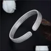 Bangle S999 Pure Sier Heart Sutra Lotus Bracelet Retro Opening Great Sorrow Charm Womens Six Character Real Words Drop Delivery 2021 Dh87U