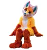 Professionele lange pur husky dog ​​fox mascotte kostuum fursuit halloween pak cartoon outits feestjurk