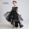 Robes de fille de luxe fleur noire pour les mariages fête bal Flowergirl enfants Pageant filles première Communion