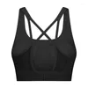 Yoga Outfit Solid Color Fitness Bra Women Soft Mesh Hollow Buckle Sports Tank Gym Underwear Tight Crop Top Workout Training With Chest Pad